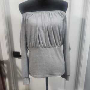 Gray Venus Brand Off-Shoulder Blouse